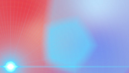 A vibrant, soft-focus image featuring a gradient of pastel colors, transitioning smoothly from rosy reds to cool blues and lavendersの写真素材