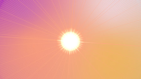 A vibrant, sunburst graphic with soft, pastel pink and peach tonesの写真素材