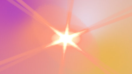 A vibrant abstract image showcasing a sunburst effect against a gradient backdrop of soft pastel colors, primarily pinks and orangesの写真素材