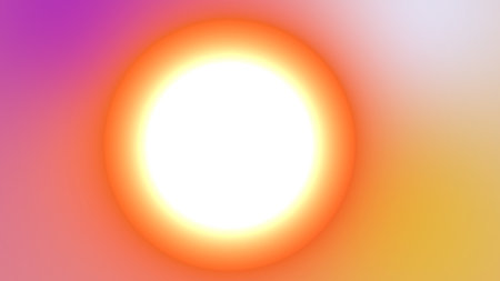 This vibrant graphic features a bright, central sun shape against a soft, gradient background of...