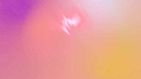 A soft, dreamy, and ethereal abstract background featuring a smooth gradient of pastel colors, from purple to pink to peach and a light yellowの写真素材