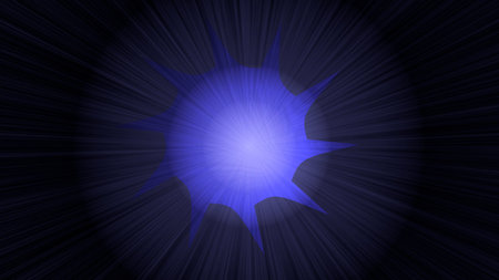 Abstract star burst with rays and beams in a dark blue background.