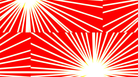 Sun rays on red background. Vector illustration. Sun rays background.の写真素材