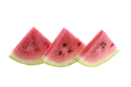 Sliced ripe watermelon isolated on white background cutout