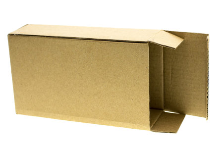 Opened cardboard box Isolated on white background.の写真素材
