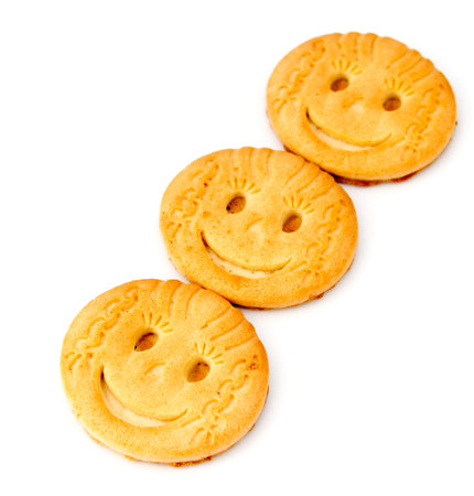 Shortbread biscuits on a white backgroundの写真素材