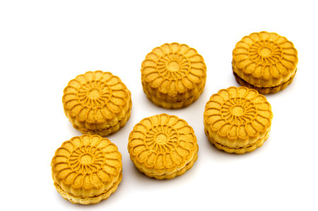 Shortbread biscuits on a white background