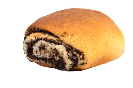 pies with poppy out of puff pastry isolated on white backgroundの写真素材