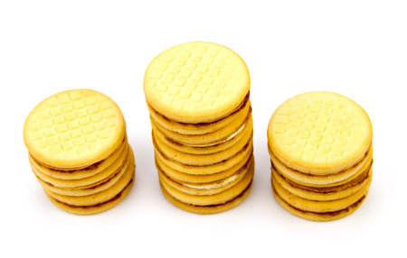 Shortbread biscuits on a white background