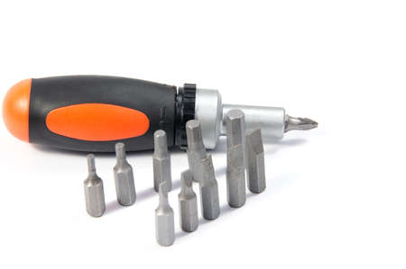 Hand tools isolated on a white backgroundの写真素材