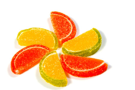 Jelly candies on white background. Gummy candy on a white background.