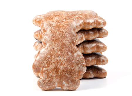 traditional gingerbread isolated on white backgroundの写真素材