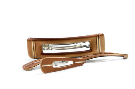 Women's  plastic hair clip isolated on whiteの写真素材