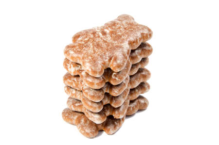 traditional gingerbread isolated on white backgroundの写真素材