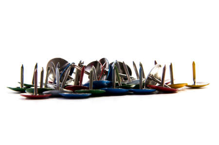 colored drawing pins office supplies stationeryの写真素材