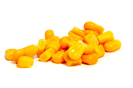 Pile of a canned corn isolated over the white background