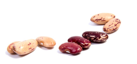 Colorful beans close up isolated on a white background