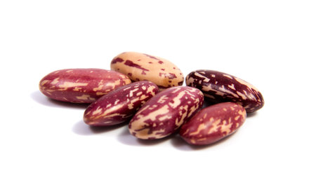 Colorful beans close up isolated on a white background