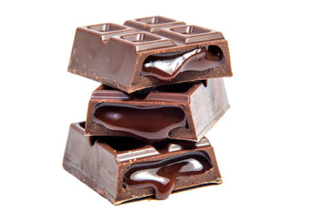 Chocolate candies isolated on white background.の写真素材