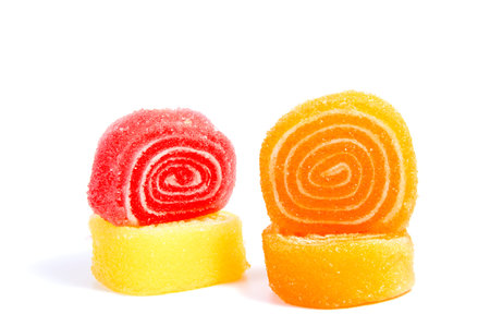 Jelly candies on white background. Gummy candy on a white background.