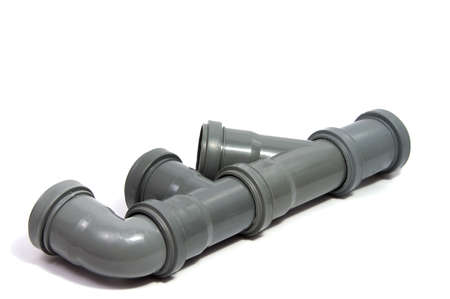 plastic plumbing pipe isolated on white backgroundの写真素材