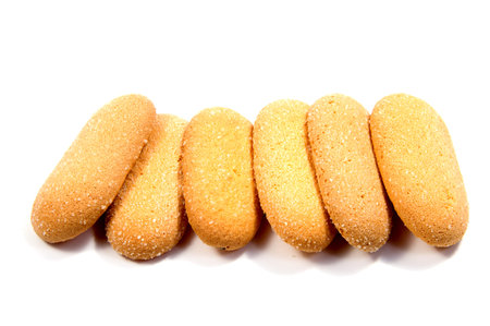 Shortbread biscuits on a white background . .