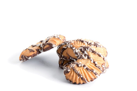 Shortbread biscuits on a white background.