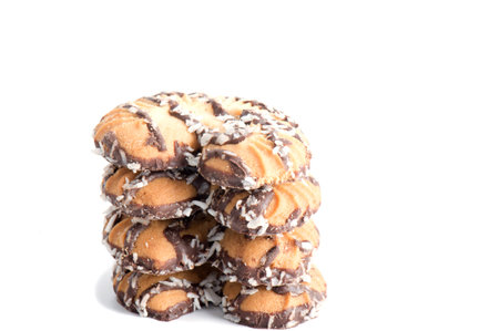 Shortbread biscuits on a white backgroundの写真素材