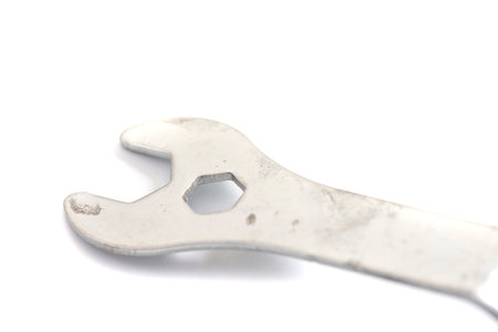Close Up of an Spanner wrench isolated on a transparent background. A wrench or spanner is a tool used to provide gripの写真素材