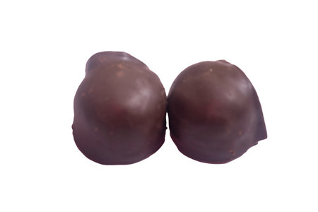 Chocolate bars with caramel and cookies on a white background.の写真素材