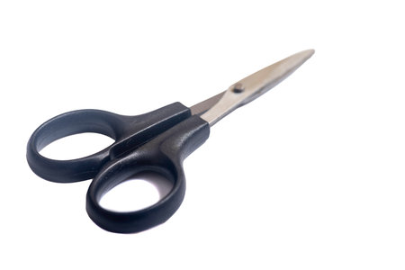 Pair of handled scissors slightly openの写真素材