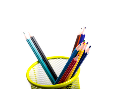 Color pencils on a white background,の写真素材