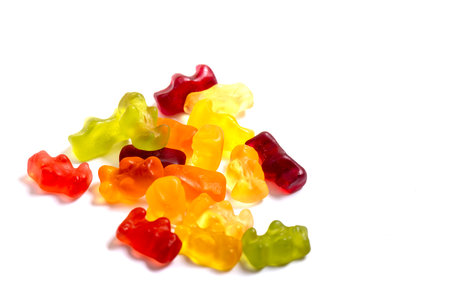 Gummy bears Colorful jelly bear candies set isolated on white,の写真素材