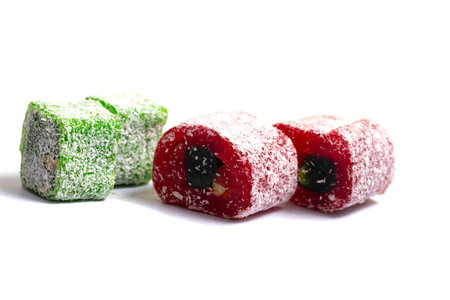 Delicious colorful fruit jelly candy. Various fruit candyの写真素材