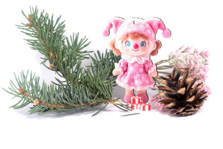 Christmas landscape with gifts and snow. Merry christmas and happy new year. Christmas celebration holiday backgroundの写真素材