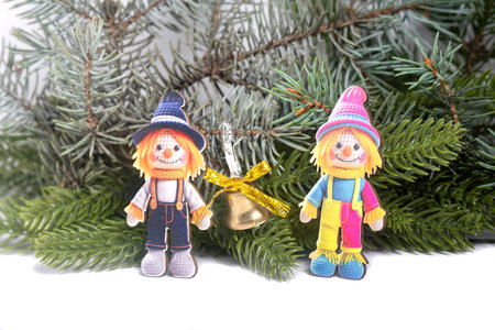 Christmas landscape with gifts and snow.の写真素材