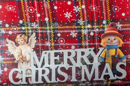 Christmas landscape with gifts and snow. Merry christmas and happy new year. Christmas celebration holiday backgroundの写真素材