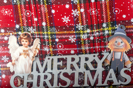 Christmas landscape with gifts and snow.