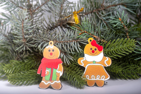 Christmas landscape with gifts and snow. Merry christmas and happy new year. Christmas celebration...