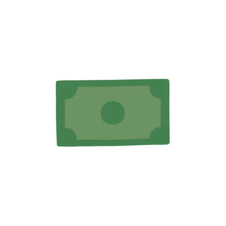 Green banknote on a white background. Paper money. Vector isolated fully editable illustration.のイラスト素材