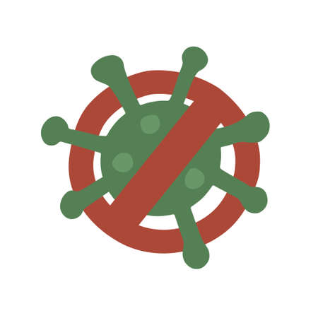 Coronavirus and prohibition sign. Stop coronavirus, stop covid. Vector fully editable isolated illustration on white background.のイラスト素材