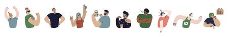 Flat modern people set for lifestyle design - asian, afro, european, young, elderly, businessman,...