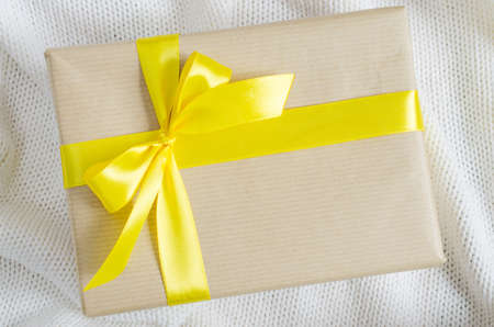 Presents in Kraft Paper and Tied With Ribbon.の写真素材