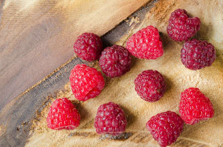 Fresh Organic Raspberry on Rustic Background. Selective Focus.の写真素材