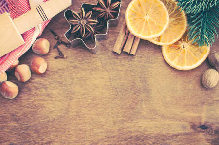 Spices for Christmas gingerbread or mulled wine.の写真素材