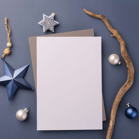 Christmas Greeting Card Mockup in minimalistic styleの写真素材