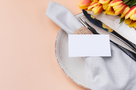 Desktop place with gift and backup card, menu layout.