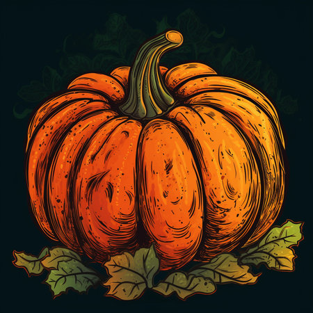 Pumpkin illustration. Colorful icon. Autumn harvest. Vegetarian raw food. Generative AIの素材