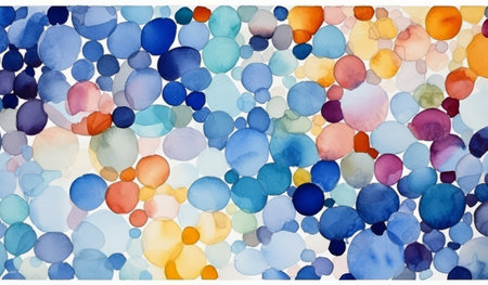 Watercolor circles and colorful mosaic, abstract holiday background banner with different colors. AI Generativeの素材