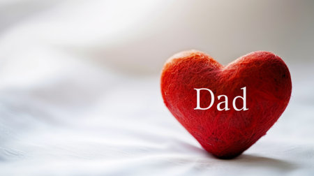 Heartfelt Tribute to Dad with a Red Heart on a Soft White Background. Perfect for Father's Day and Family Celebrations.の素材